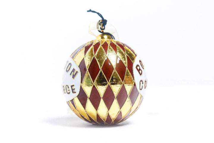 Boston College Eagles Maroon & Gold Harlequin Round Cloisonné Christmas Ornament