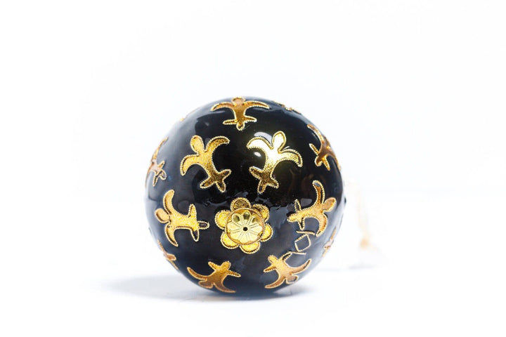 Gold Fleur de Lis Scattered Cloisonné Christmas Ornament - Black