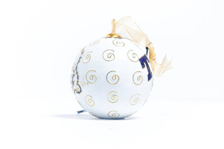 Texas Christian University TCU Horned Frogs TCU & Horned Frog Logos Round Cloisonné Christmas Ornament - White