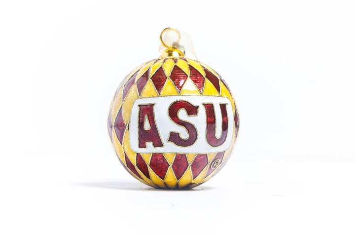 Arizona State Sun Devils Round Cloisonné Ornament with Harlequin Pattern