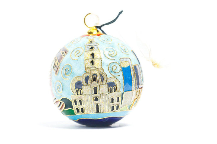 Philadelphia Pennsylvania Cityscape Round Cloisonné Christmas Ornament
