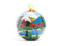 Alaska Wildlife Scene, Lake, Mountains, Moose, Brown Bear with Fish Round Cloisonné Christmas Ornament