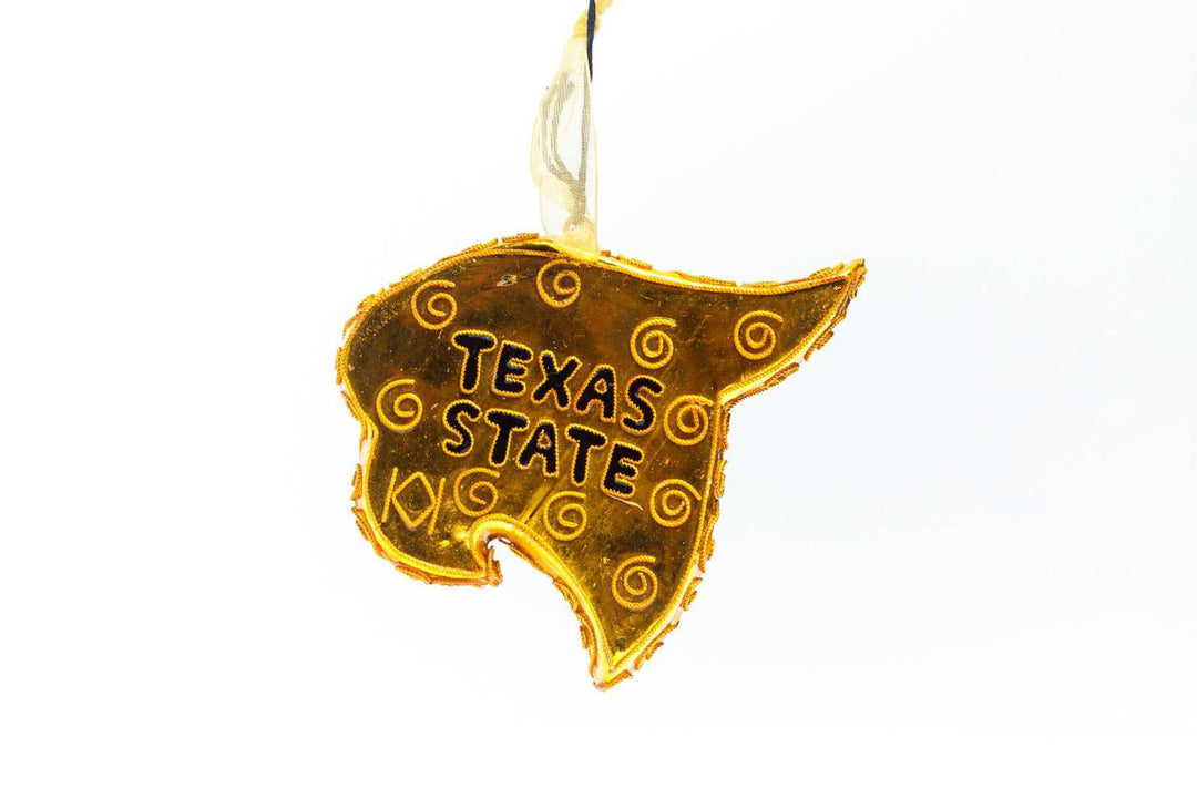 Texas State University Bobcats Maroon Bobcat Shape Cloisonné Christmas Ornament