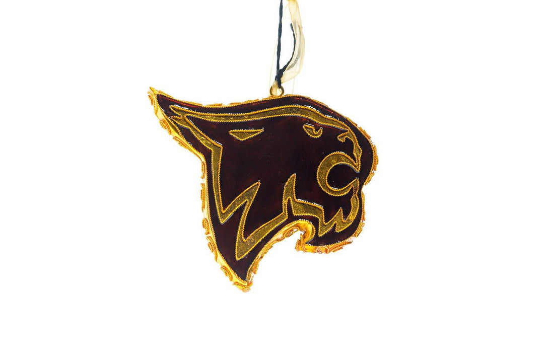 Texas State University Bobcats Maroon Bobcat Shape Cloisonné Christmas Ornament