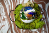 Alaska Winter Scene, Cabin, Moose, Mountains Round Cloisonné Christmas Ornament