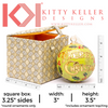 Black and Gold Harlequin with Fleur de Lis Round