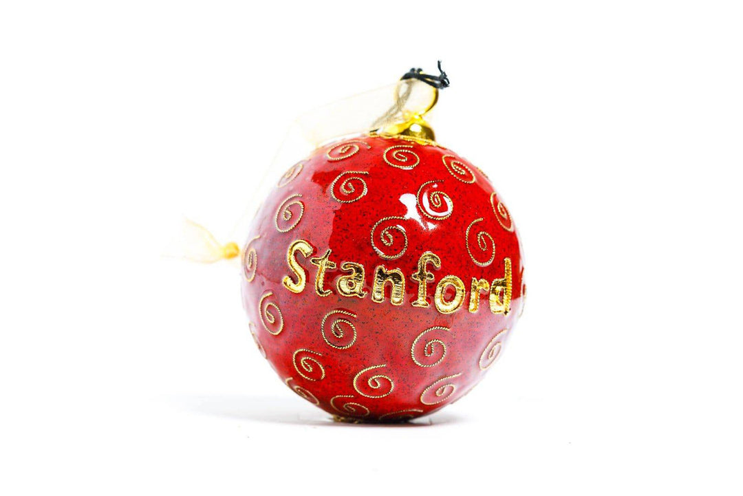 Stanford University Tree Logo Cardinal Background Round Cloisonné Christmas Ornament