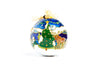 Alaska Winter Scene, Cabin, Moose, Mountains Round Cloisonné Christmas Ornament