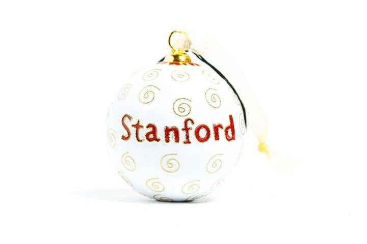 Stanford University Tree Logo White Background Round Cloisonné Christmas Ornament
