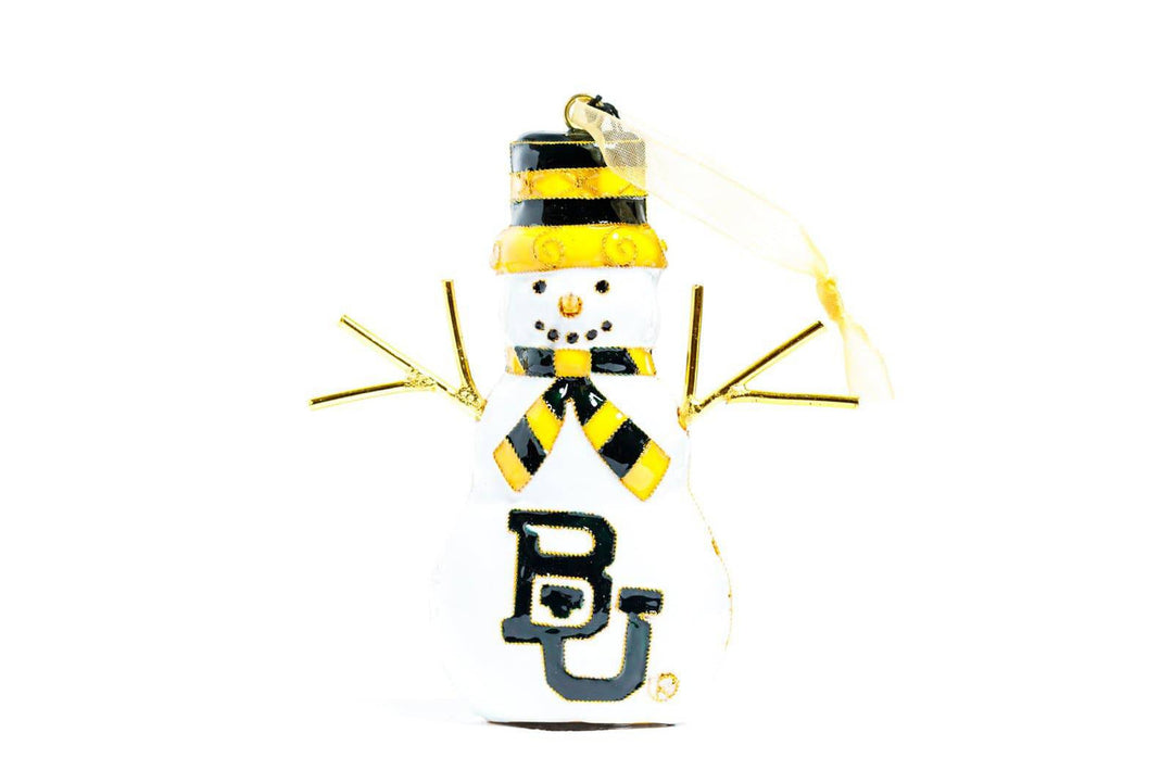 Baylor University Bears Snowman Shape Cloisonné Christmas Ornament