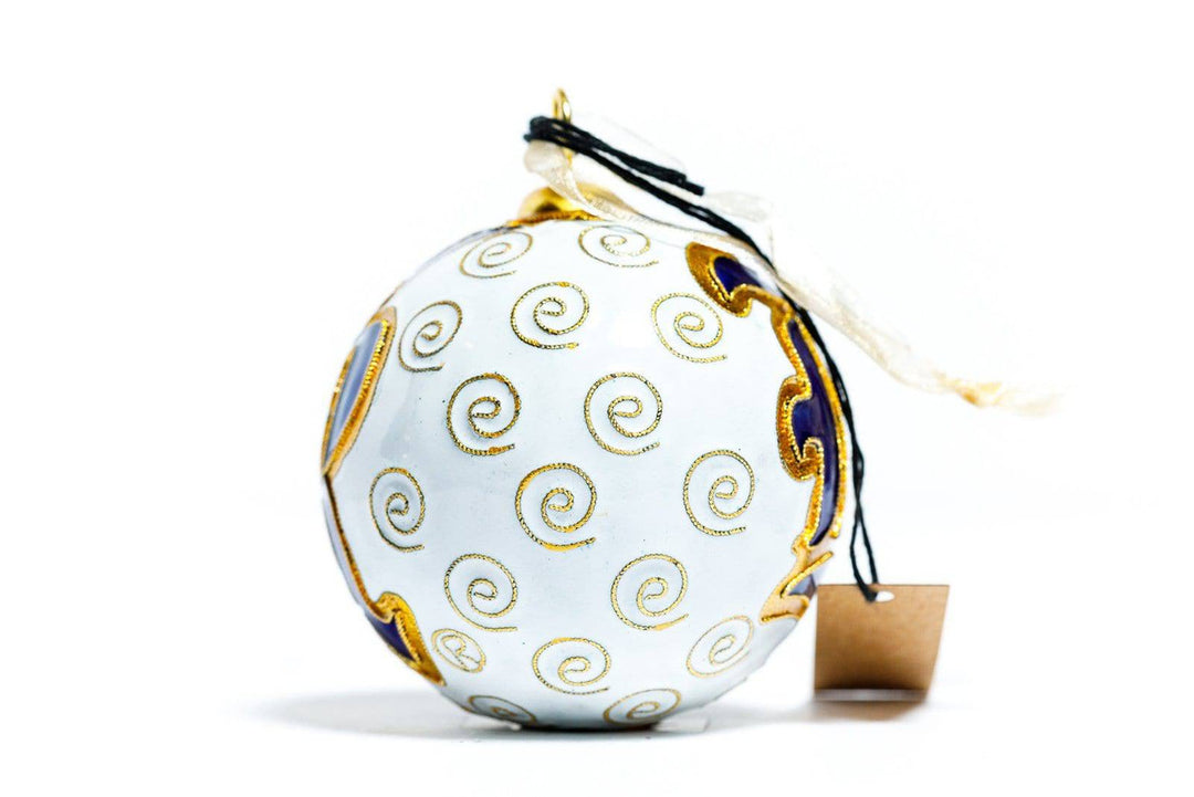 Rice University Owls Blue & White Color Block Round Cloisonné Christmas Ornament