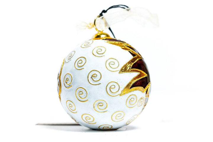 Texas State University Bobcats Maroon & White Color Block Round Cloisonné Christmas Ornament