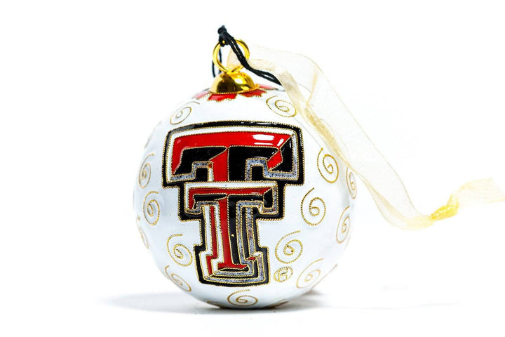 Texas Tech Red Raiders Alumni White Background Round Cloisonné Christmas Ornament