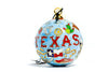 Texas Western Icons State Flag, Roping Cowboy, Yellow Rose Round Cloisonné Christmas Ornament - Blue