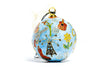 Texas Western Icons State Flag, Roping Cowboy, Yellow Rose Round Cloisonné Christmas Ornament - Blue