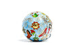 Texas Western Icons State Flag, Roping Cowboy, Yellow Rose Round Cloisonné Christmas Ornament - Blue