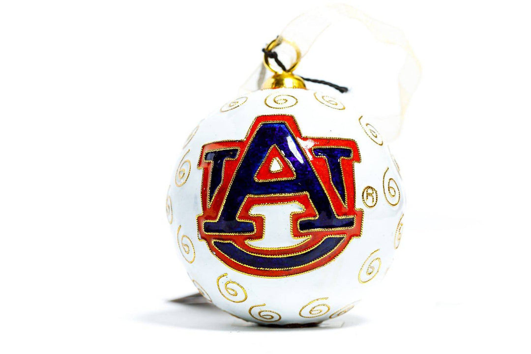 Auburn Tigers Alumni White Background Round Cloisonné Christmas Ornament