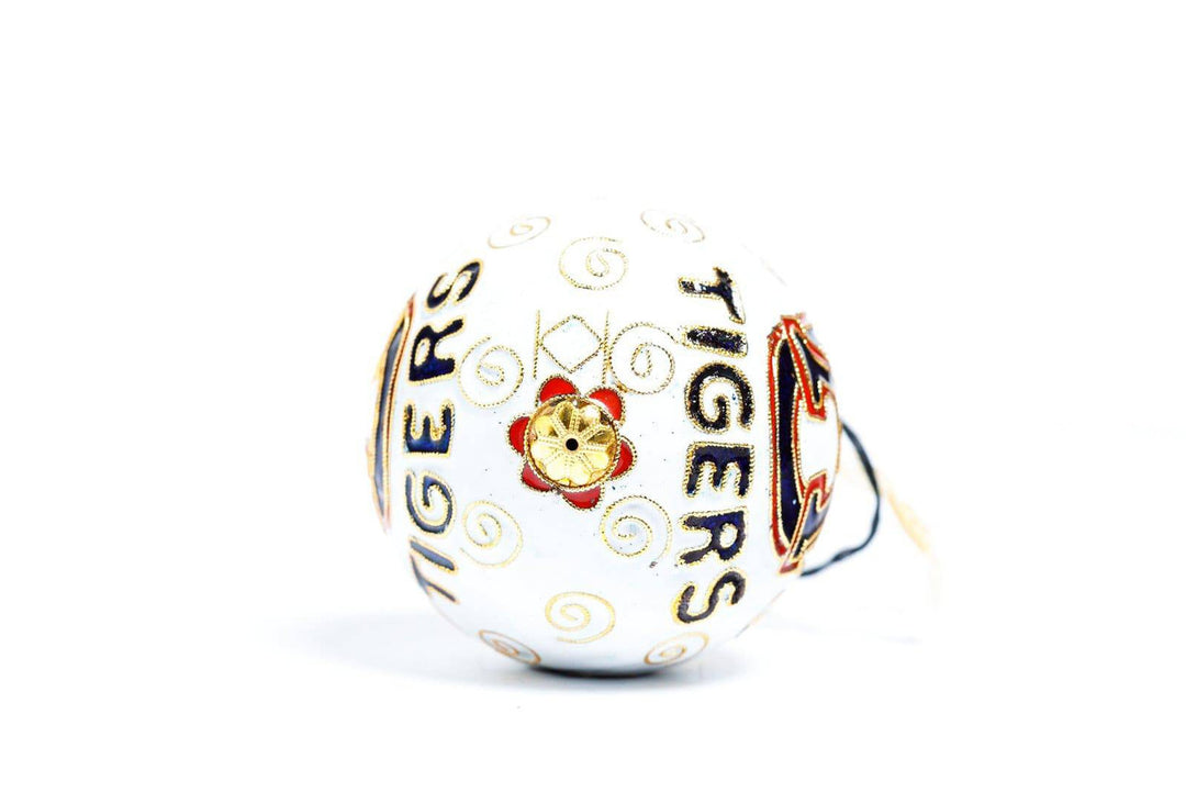 Auburn Tigers Interlocking Logo White Background Round Cloisonné Christmas Ornament