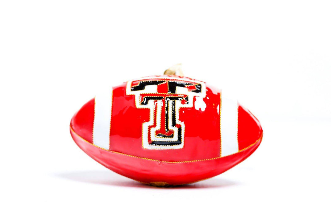 Texas Tech University Red Raiders Football Shape Cloisonné Christmas Ornament - Red